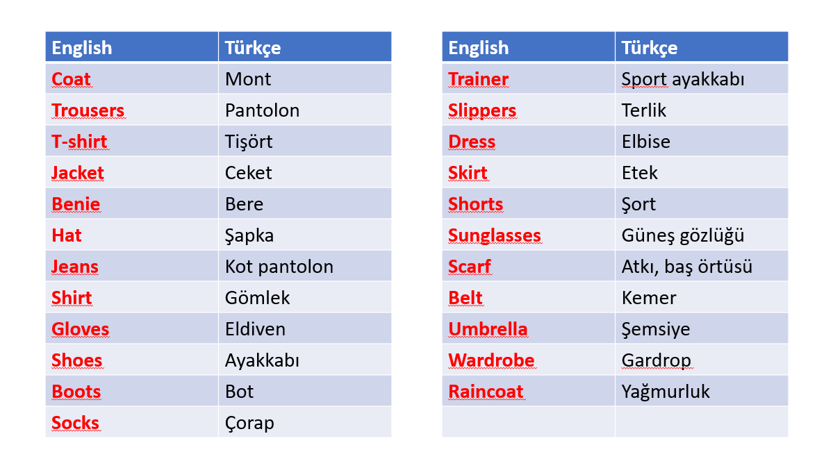 4. sınıf 8. ünite kelimeleri